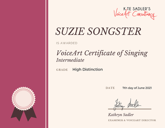 Singers Certificate example
